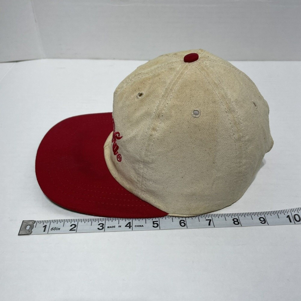 Vintage Coca Cola Snapback Hat, Cream/Red Embroidered. Louisville MFG USA, Stain - Picture 9 of 9